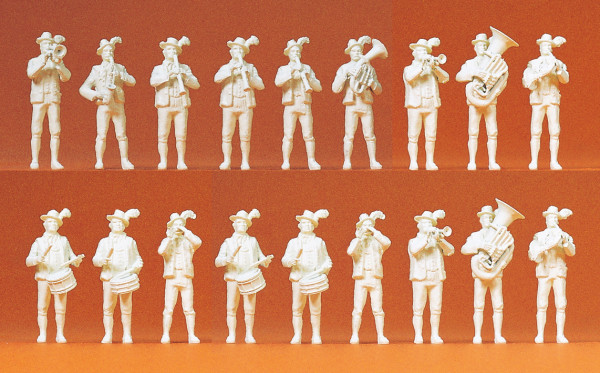 Preiser 16353 - Bayerische Volksmusik 18 unbemalte Miniaturfiguren Bausatz Materialfarbe weiß