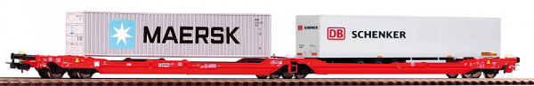 Piko 24619 - DB AG Taschenwagen T3000e verkehrsrot Ep. 6, beladen mit 1x Container 40`Maersk und 1x