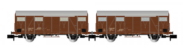 Arnold HN6715 - FS, 2-tlg. Set Gs-Wagen, braune Farbgebung, einer mit roten Zugschlusslaternen