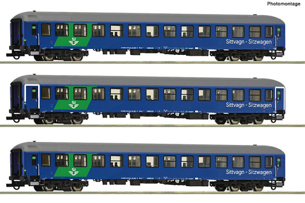 Roco 6200262 - SJ 3er Set Sitzwagen SJ Night E6