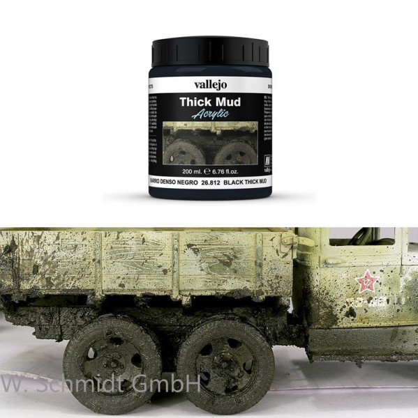 Vallejo 726812 - Weathering Schlamm, schwarz, 200 ml