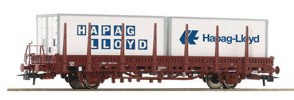 Roco 6600337 - DB Rungenwagen Kbgs Ep.4, beladen mit 2x20ft. Container "Haoag Lloyd" Ep.4, - Einzelw