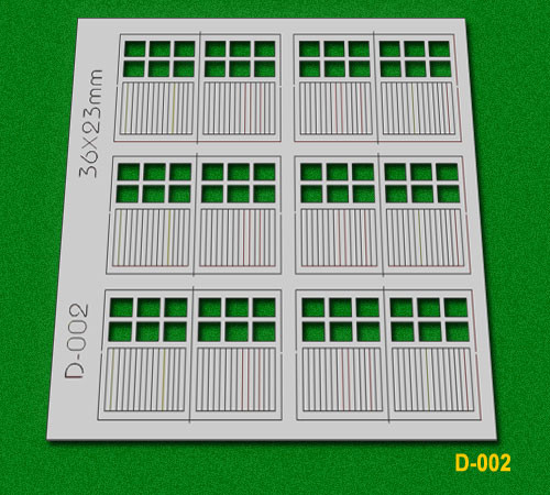 Proses PD-002 - Garagendoppeltür, je Türhälfte 6 Fenster, 36 x 23 mm H0/00 6 Stück