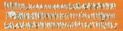 Preiser 79006 - Reisende, Passanten, verschiedene Personengruppen. 125 unbemalte Miniaturfiguren. Ba
