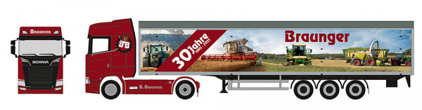 Herpa 927093 - Scania CS 20 Hochdach Schubboden-Sattelzug "30 Jahre Braunger" (Baden-Württemberg/Och