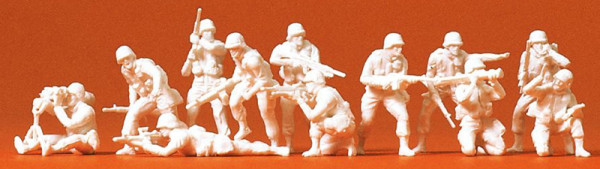 Preiser 16533 - US-Infanterie modern 12 unbemalte Miniaturfiguren Bausatz Materialfarbe beige