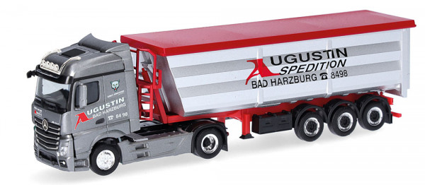 Herpa 319614 - Mercedes-Benz Actros Streamspace Stahlmulden-Sattelzug "Augustin Spedition"