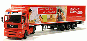 Herpa 278614 - MAN TGA XXL Eurokoffer-Sattelzug "BKV Schöner Wohnen in Farbe"
