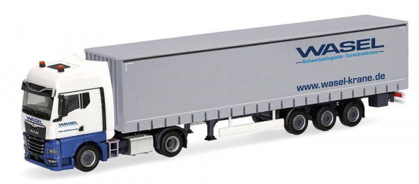 Herpa 321235 - MAN TGX GX Gardinenplanen-Sattelzug "Wasel"