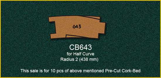 Proses PCB-643 - Korkgleisbett für gebogenes Gleis R643 , 10 X vorgefertigt