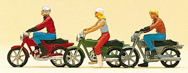 Preiser 10126 - Mokickfahrer 3 teilig