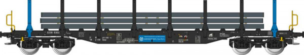 Albert Modell 461009 - DB AG Rungenwagen Smnps schwarz/blau mit Stahlbrammenladung Ep.6, ERR