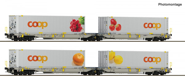 Roco 6600323 - EINSTELLER 2er Set Doppeltaschenwagen T2000 + Coop #2 E6