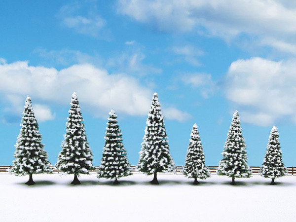 Noch 25087 - Schneetannen, 7 Stück, 8 - 12 cm