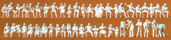 Preiser 16356 - Im Biergarten, 46 unbemalte Figuren