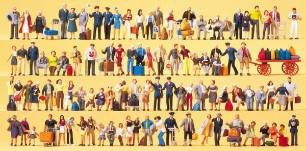 Preiser 13000 - Bahnpersonal Reisende Passanten 100 Figuren Super-Set