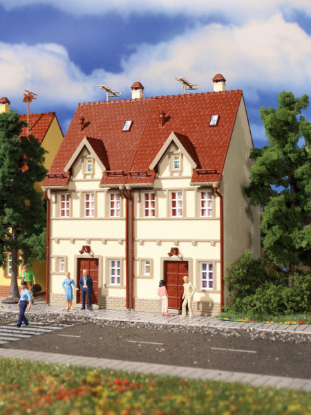 Vollmer 43843 - Reihen-Doppelhaus, beige