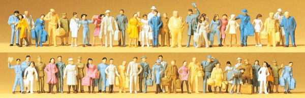 Preiser 79251 - Reisende, Passanten, 60 Figuren, Einfachstbemalung