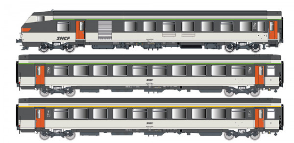 LSmodels 41254AC - SNCF Set 3-teilig Personenwagen VUB60ux +VTU B11tu + VTU A10tu Corail Ep.4, Wechs