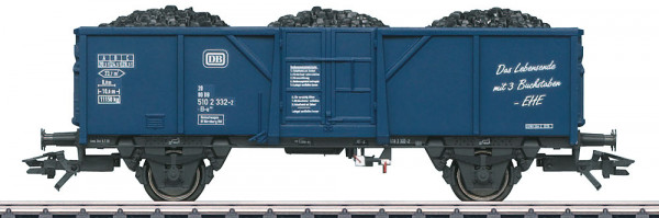 Märklin W044340.003 - DB Hochbordwagen EI-u061 oceanblau Ep.4, mit Kohleeinsatz
