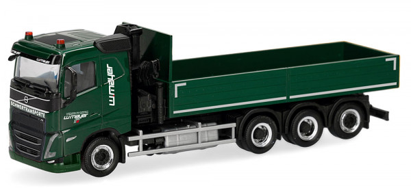 Herpa 321693 Volvo FH 2020 Flachdach Pritschen-LKW 4achs mit Ladekran "Mayer Zweibrücken"