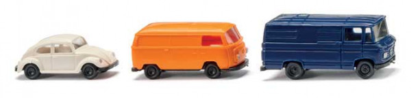 Wiking 090302 - Ein Pkw (VW Käfer) und zwei Kastenwagen