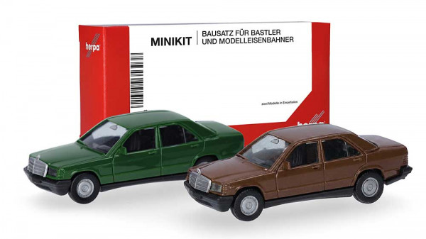 Herpa 012409-010 - MiniKit Mercedes-Benz 190E, achatgrün und braunmaron (2 Stück)