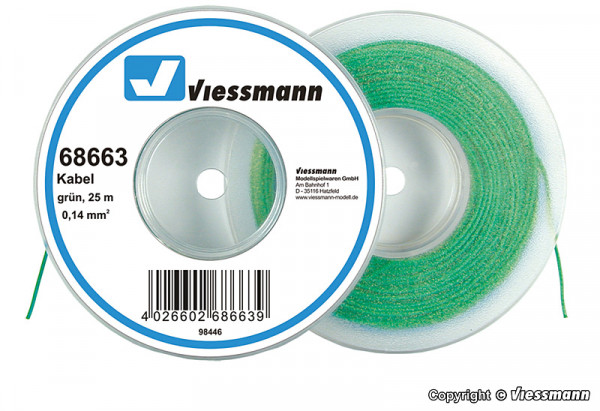 Viessmann 68663 - Kabel 25 m, 0,14 mm², grün