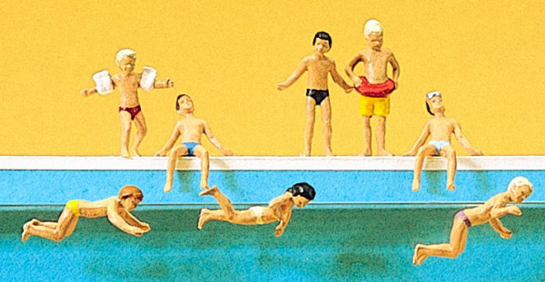 Preiser 10307 - Kinder im Schwimmbad 8 teilig
