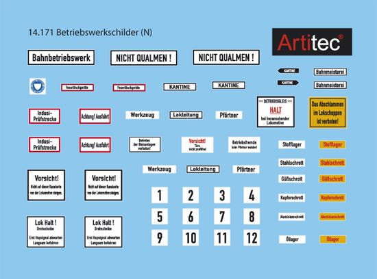 Artitec 14.171 - Betriebswerkschilder, Epoche III-IV aus Resin (PU), unlackiert