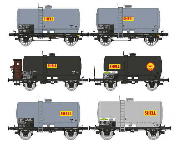 REE WB-722 - SNCF Set Kesselwagen OCEM29 6-teilig Ep. 3, "Shell"