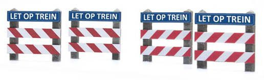 Artitec 387.362 - NL Zäune Bahnübergang mit Schild “LET OP” Fertigmodell aus Resin, lackiert