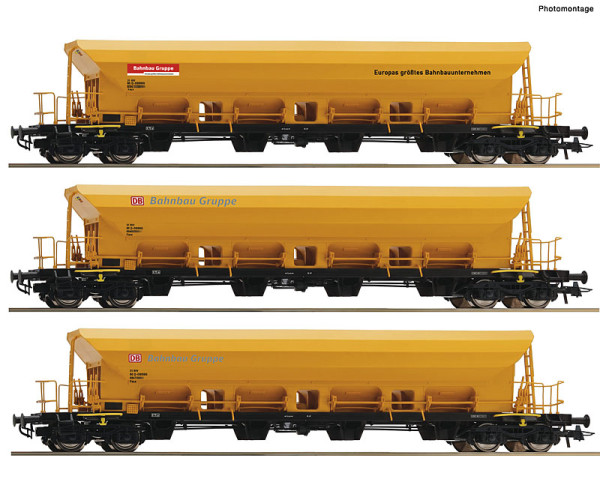 Roco 6600458 - DB-AG 3er Set Selbstentladewagen DB Bahnbau E6