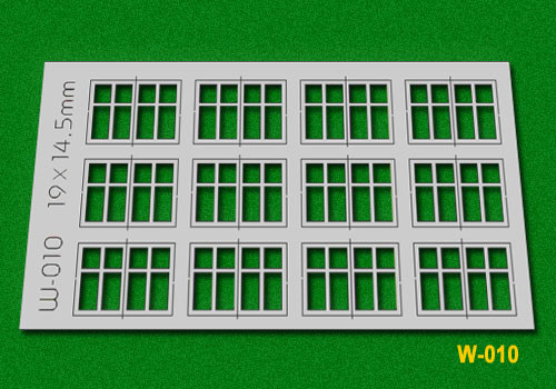 Proses PW-010 - Zweiteilige Sprossenfenster 19 x 14,5 mm, 4 - Scheibenflügel H0/00 12 Stück
