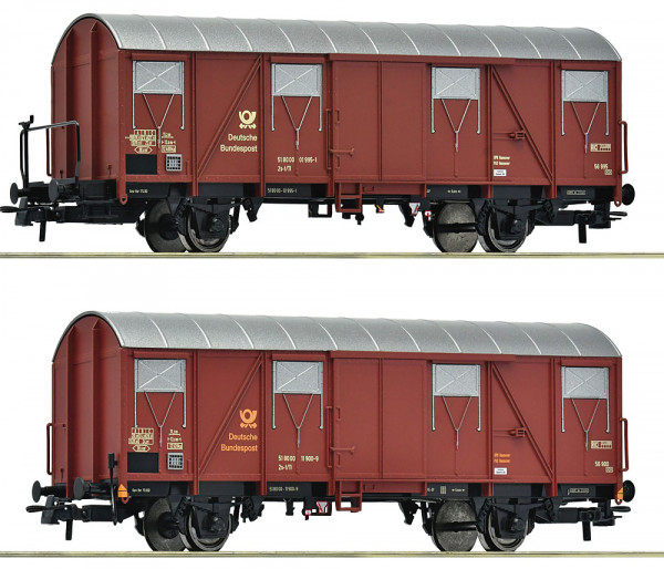 Roco 6600248 - DB Set 2-teilig gedeckte Post Güterwagen DBP Ep.4