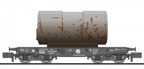 Liliput 265245 - 4-achs. Schwerlastwagen, SSy 55, USATC, Beladung Kessel, Ep.