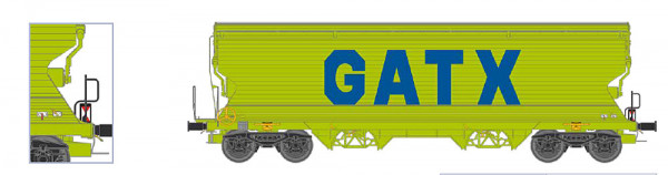 NME 525695 - GATX Getr.wag. Tagnpps 95m³ "GATX", neongrün, m. Zugschl.bel. DE, AC dig. Ep.6