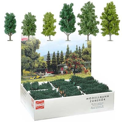 Busch 6332 - 36 Laubbäume Großpackung 8 Pappeln 115 mm hoch, 8 Buchen 115 mm hoch, 8 Birken 115 mm h