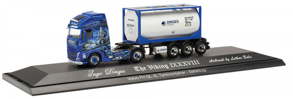 Herpa 122238 - Volvo FH Gl. XL 2020 Tankcontainer-Sattelzug "Ingo Dinges"