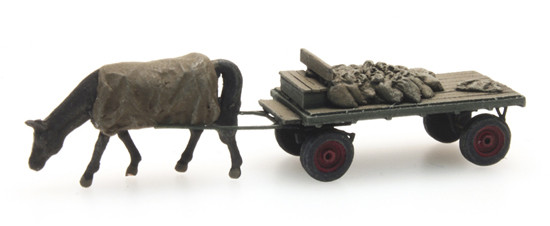 Artitec 316.051 - Kohlenwagen mit Pferd, Fertigmodell aus Resin, lackiert