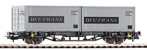 Piko 57747 - DR Containertragwagen Lgs579 schwarz Ep.4, 2x 20ft. Container "Deutrans"