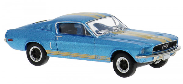 Brekina 19610 - Ford Mustang GT 350 Fastback, blau/schwarz, 1968, 1:87