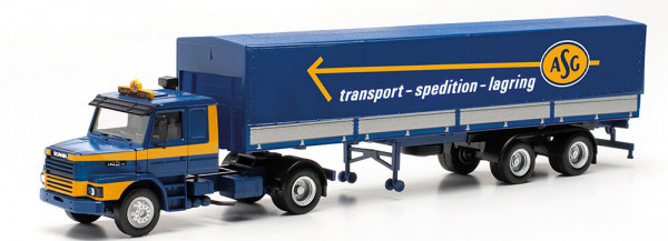 Herpa 317061 - Scania Hauber Pritsche-/Planen-Sattelzug "ASG" (S)
