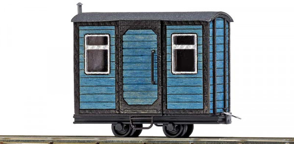 Busch 12232 - Bauwagen blau Aufbau aus echtem Holz