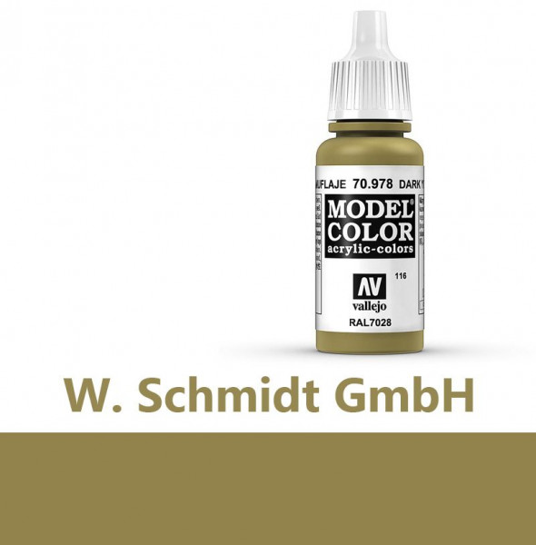 Vallejo 770978 - Model Color Farbe Dunkelgelb, Matt, 17 ml