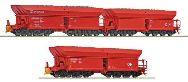 Roco 6600270 - DB-AG Set 3-teilig Erzwagen-Doppeleinheit Falrrs152 + Einzelwagen Faals151 rot Ep.6,