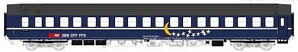 LSModels 47254 - SBB Schlafwagen WLAm T2S blau Ep. 5b, Dach grau, Mond+Sterne Emblem, neues SBB-Logo