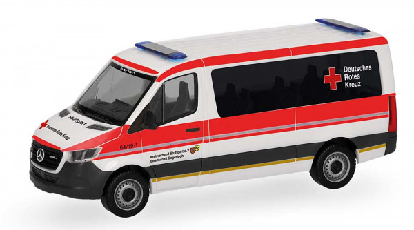 Herpa 099929 - Mercedes-Benz Sprinter 18 Bus Flachdach "DRK Stuttgart/Degerloch"
