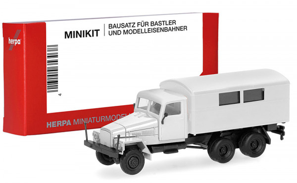 Herpa 014199 - MiniKit: IFA G5 Koffer-LKW mit Fenstern dreiachsig weiß