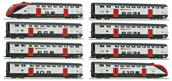 Roco 7710007 - SBB Set 8-teilig Fernverkehrs-Doppelstockzug RABe502 Ep.6, incl Decoder und Innenbele